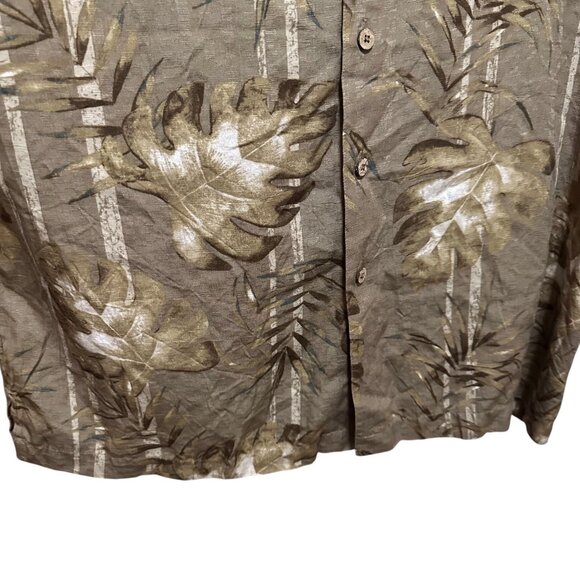 Stylish Men’s Large Caribbean Rayon Shirt – Brown Leaf Pattern, Short Sleeve - Picture 6 of 9